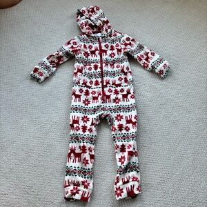 Hanna Andersson Red and White Patterned fleece pajama